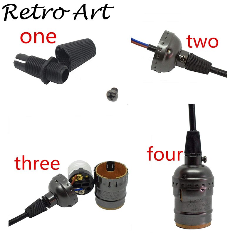 E27 E26 vintage pendant lamp socket metal hanging lampholder