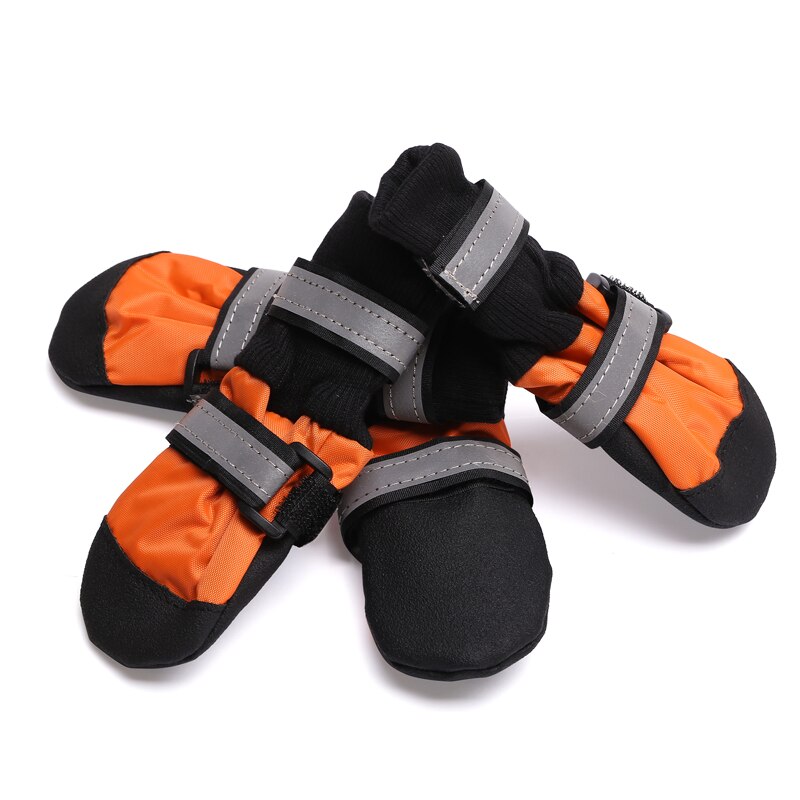 Lightweight Paw Protector Dog Boots Soft Non-Slip Leather Sole Waterproof Big Dog Shoes for Comfort and warm in 4 Sizes: Orange / S