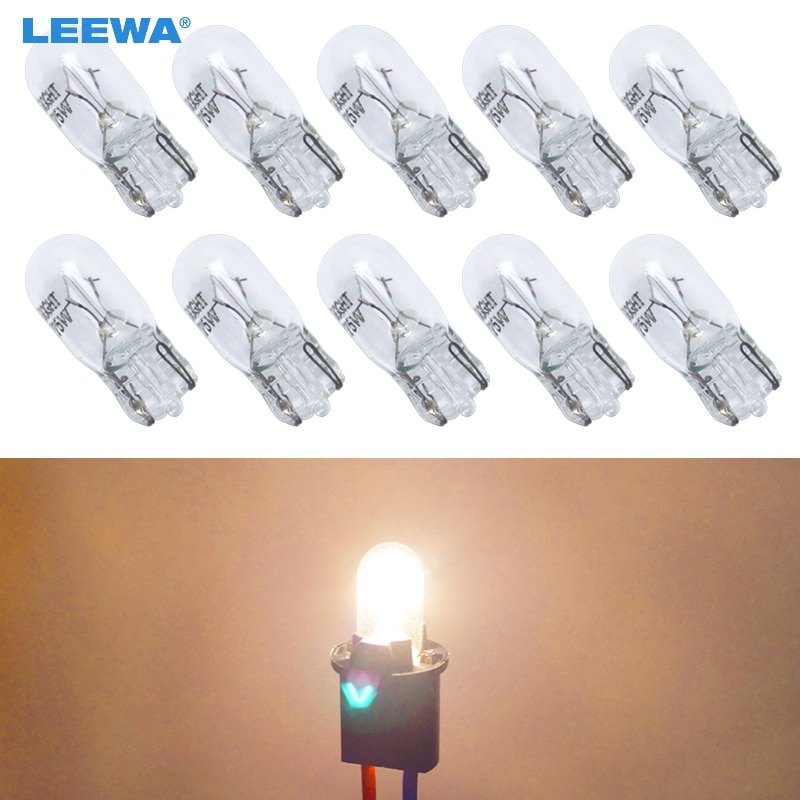 LEEWA 200 stks Warm Wit Auto T10 168 192 Wedge 12 v 5 w Halogeenlamp Externe Halogeenlamp Vervanging dashboard Lamp Licht # CA2109