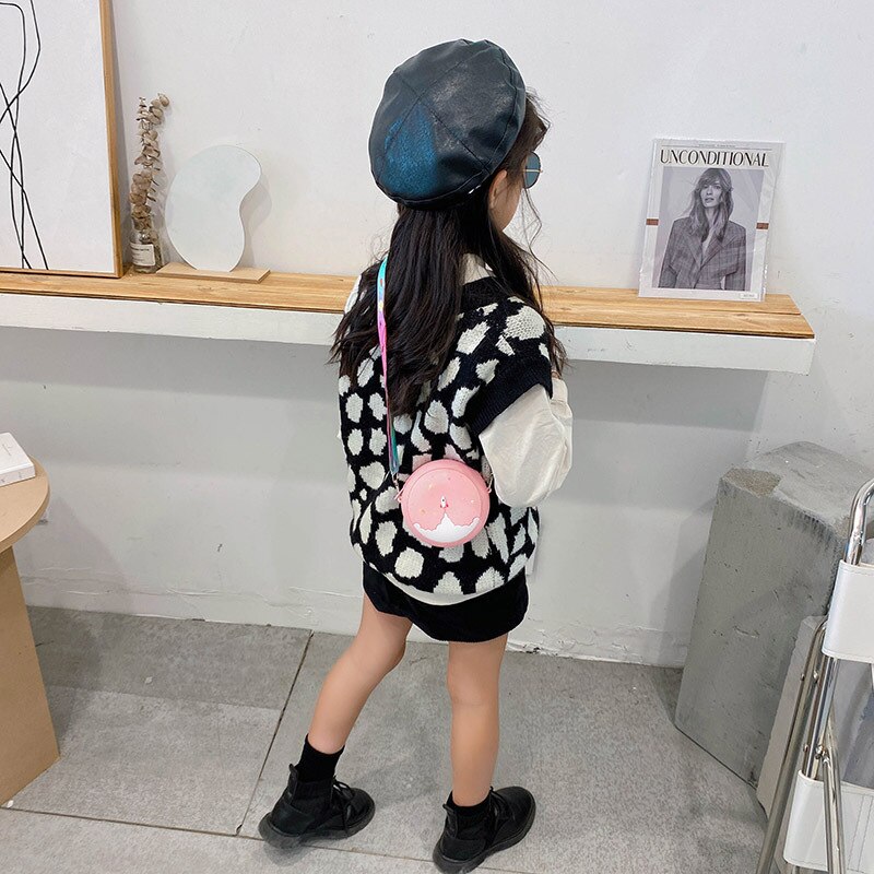 Donut Ronde Crossbody Bag Kid Peuter Meisje Kinderen Schouder Handtas Verstelbare Riem Reizen Regenboog Gedrukt Pocket Pack