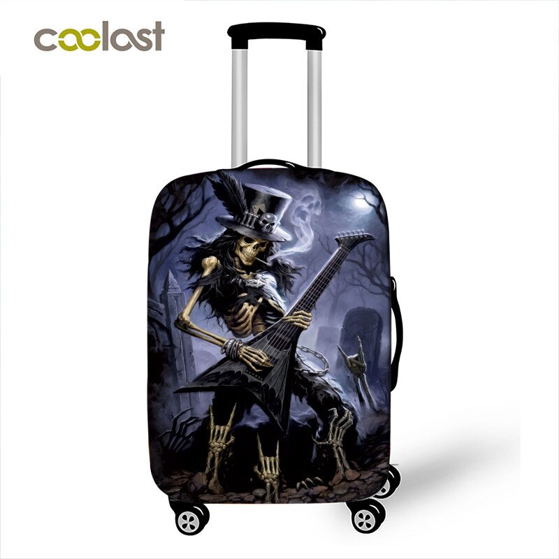 Punk Rock Guitar Rose Skull Suitcase Cover Travel Accessories Elastic Protective Luggage Covers Anti-dust Case Cover 18-32 inch: S / pxtgothic109