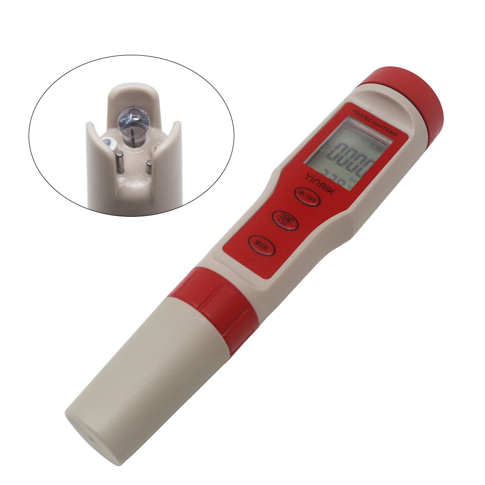 PH EC TDS TEMP Meter 4 in 1 Portable Pen PH Meter TDS EC Tester Thermometer Measuring Tools Water Purity Analyzer