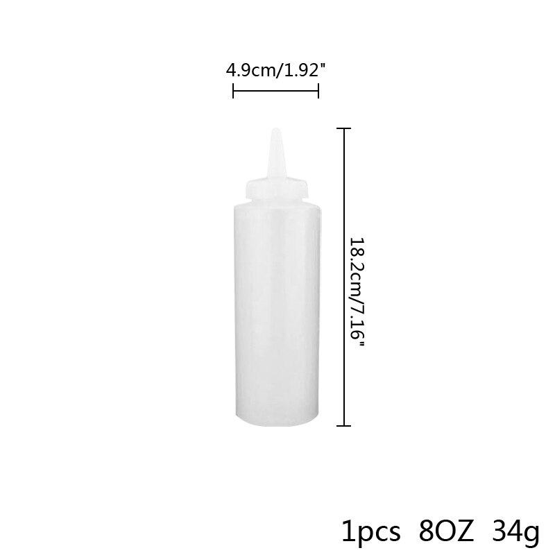 Botella de plástico de alimentaria para cocina, botella exprimible de 8OZ/12OZ/24OZ, para salsa de aceite de oliva, Ketchup, Mustard, Mayo, utensilios para barbacoa: 1pcs 8oz white