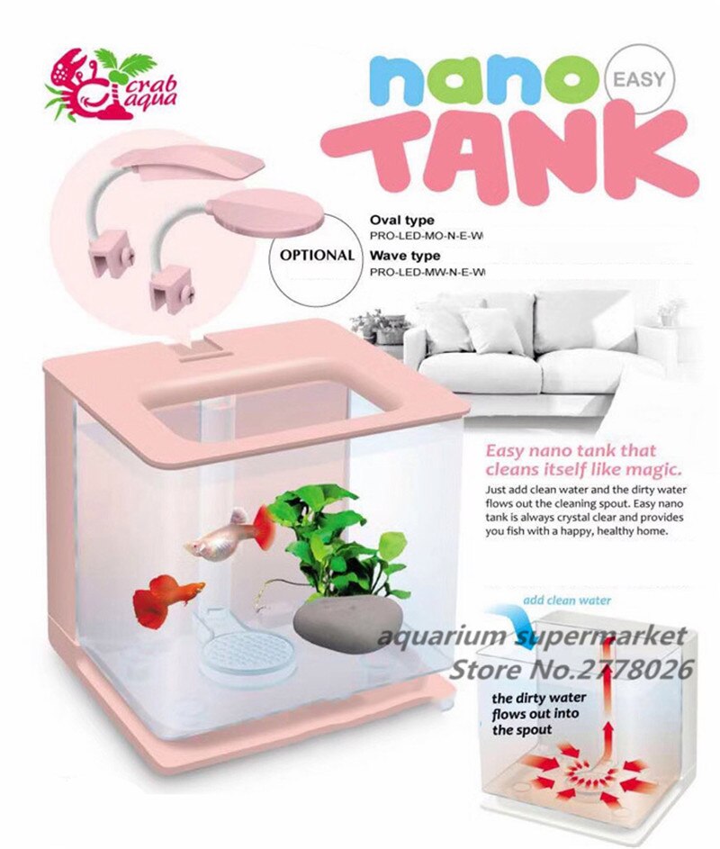 Minitanque acrílico con filtro automático para peces pequeños, pecera pequeña de cangrejo de Taiwán, tanque perezoso de agua libre