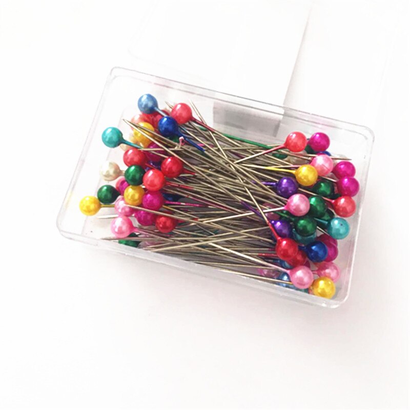 100Pcs/Box 40mm Colorful Round Pearl Head Needles Stitch Straight Push Sewing Pins For Dressmaking DIY Sewing Tools Positioning: 03
