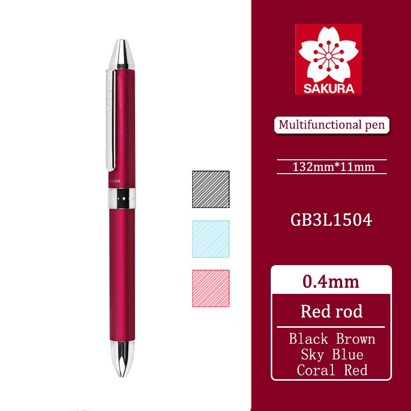 1 stk begrænset produkt japan sakura tre-i-en funktion flerfarvet gel pen ladear high-end roterende olie pen til at tage noter: Rr  0.4mm