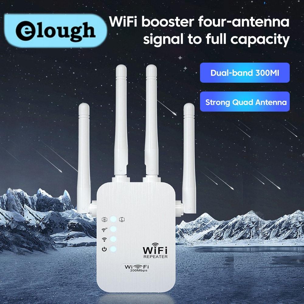 Elough interface de rede dupla wifi repetidor amplificador de sinal roteador 300mbps amplificador de sinal amplificador de comunicação celular