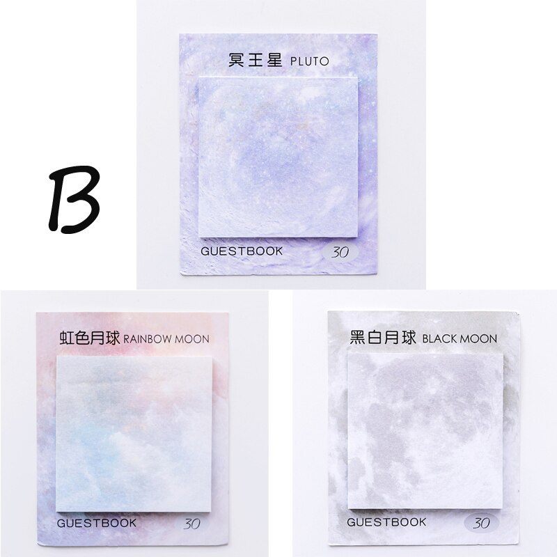 Yatniee 3Pcs/Pcak Cartoon Planeet Zelf Sticky Notes Memo Pad Notepad Leuke Planner Stickers Student Bladwijzer Briefpapier Supply: B