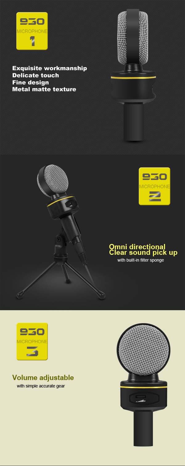 SF-930 Condenser Microphone Stereo Wired 3.5mm Studio Speech With Stand For Video Sound Record Museum Documentary