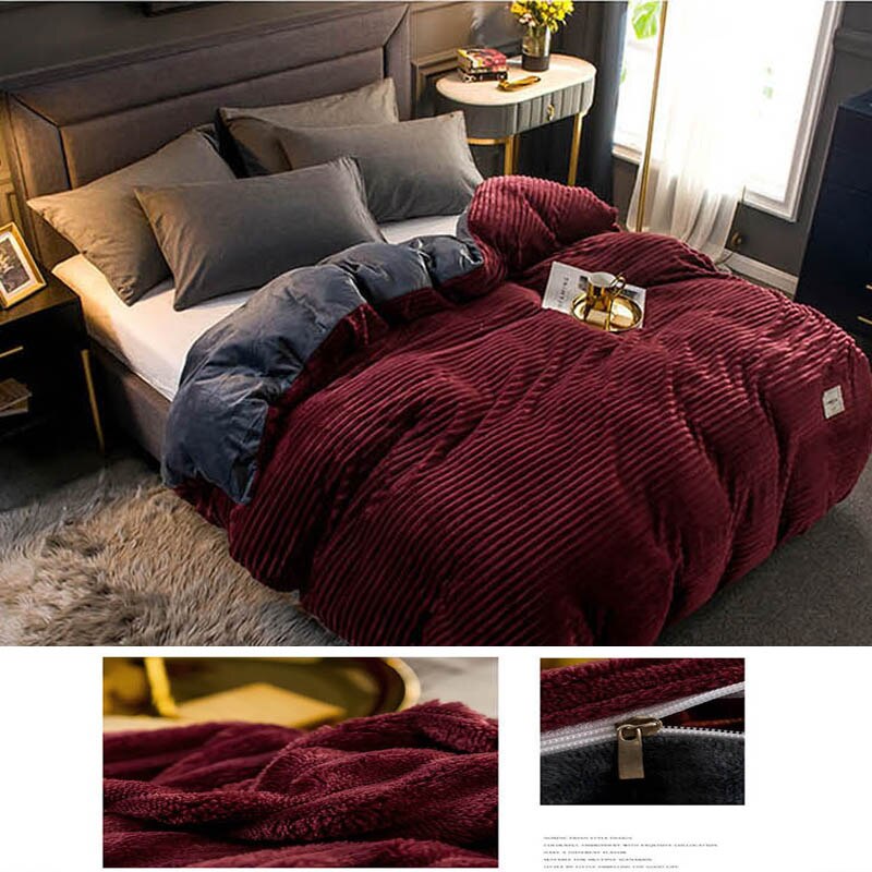 Magic Velvet Duvet Cover Winter Warm Coral Fleece Quilt Cover for Single Double Queen King Bed Bed Cover Bedding Comforter Case