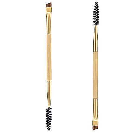 Makeup tools bamboe handvat dubbele borstels wenkbrauw borstel + wenkbrauw kam en make up borstel DE105