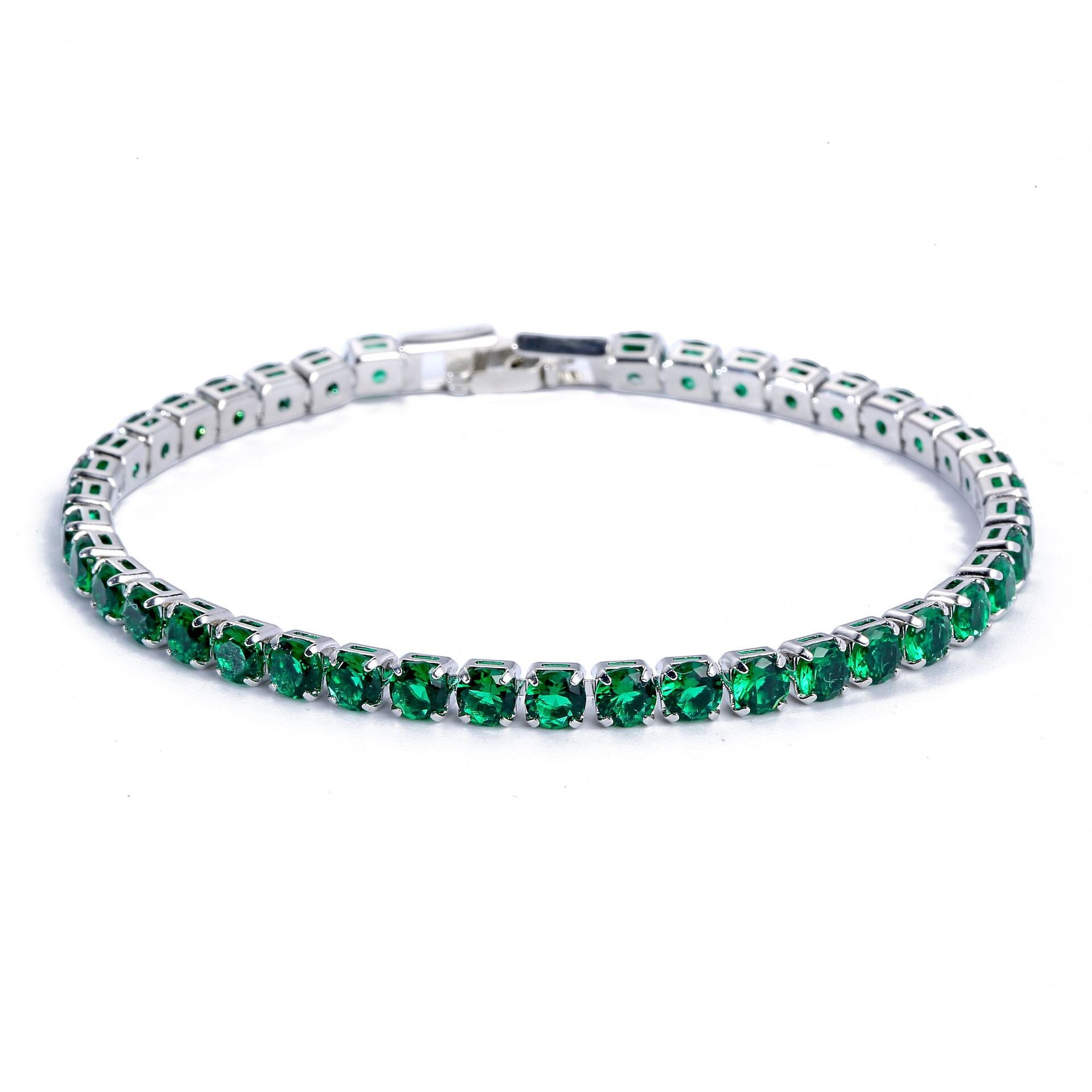 4mm luksus runde 925 sterling sølv armbånd armbånd til kvinder jubilæum smykker bulk sælge moonso  s5787: Grøn