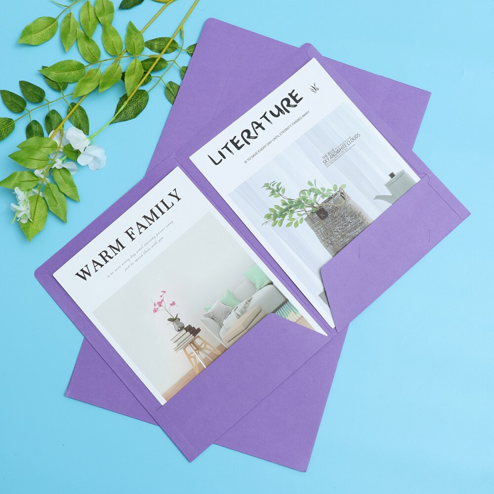 12Pcs A4 2 Zakken Kraftpapier Bestandsmap Bruin Houder Document Map Office Project Bestand Presentatiemap (Rood)