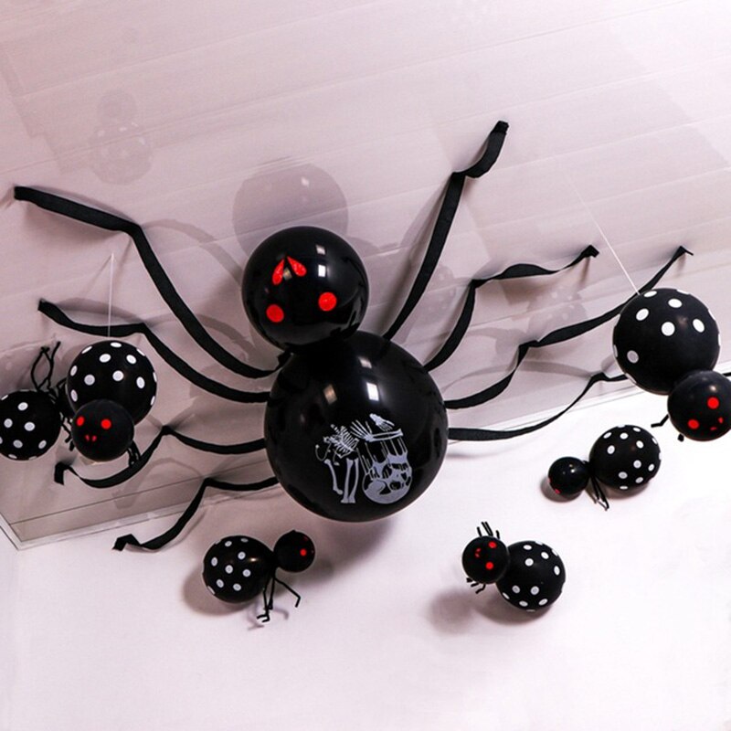 Halloween big spider balloon set cartoon inflatable haunted house bar decoration happy halloween party cool decoration balloon: Black