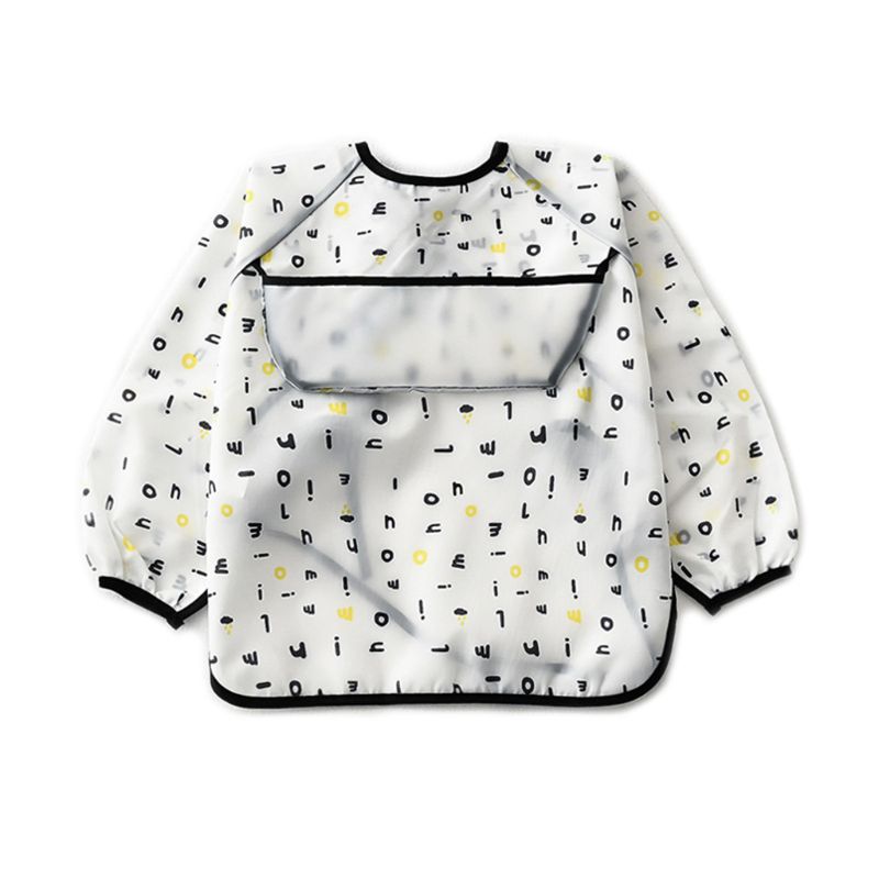 Waterdichte Baby Kid Schort Peuter Lange Mouw Feeding Bib Cartoon Art Burp Doek Q81A