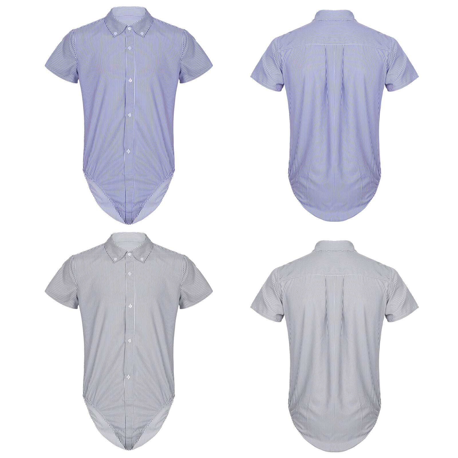 Body rayé à manches courtes pour hommes, chemise décontractée, poche avant, combinaison d'été, bureau, , une pièce