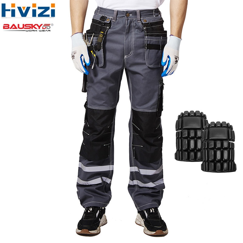 Hi vis housut puuvilla monityökalu taskut työvaatteet rahti kangas miesten työturvallisuus vaatteet miesten housut kestävät kestävät housut  b114