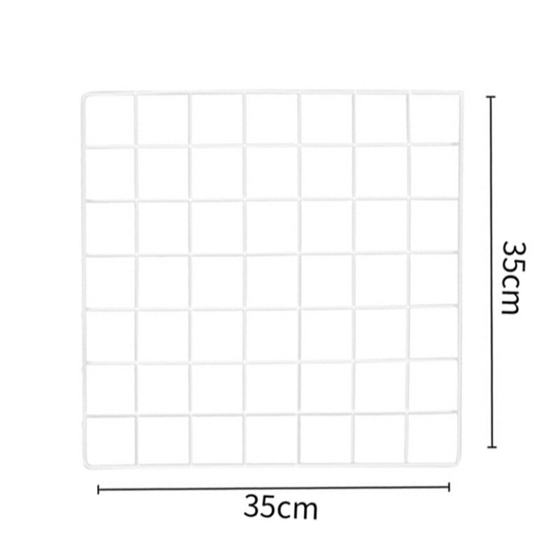 Support mural en fer nordique Ins décoration grille décor cadre Photo carte postale DIY Art mural affichage rangement étagère organisateur SW: White 35x35cm