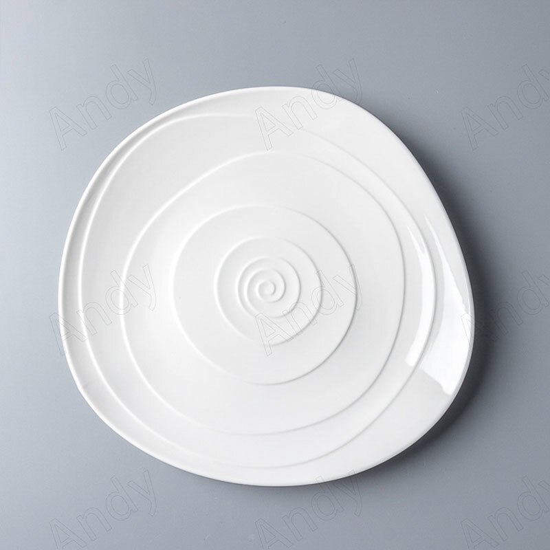Modern Ceramic Plate Irregular Thread Decorative Western Restaurant Dessert Plates Home Breakfast Desktop Bread Pan