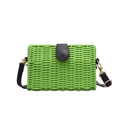 Zomer Rotan Handgemaakte Vrouwen Schoudertas Casual Mini Weave Vrouwen Tas Bohemian Stijl Strand Crossbody Tas Reizen Portemonnee: green