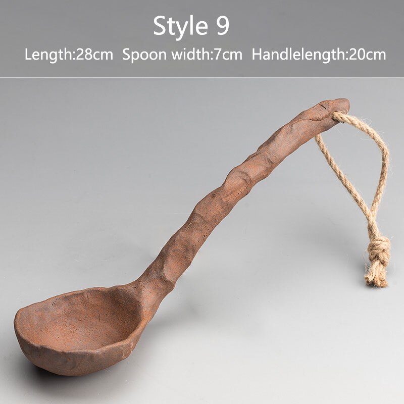 Japanese Ceramic Coffee Mugs Retro Handmade Tie Rope 300ml Tea Milk Glass Drinkware Cups and Mug for Home: spoon 9