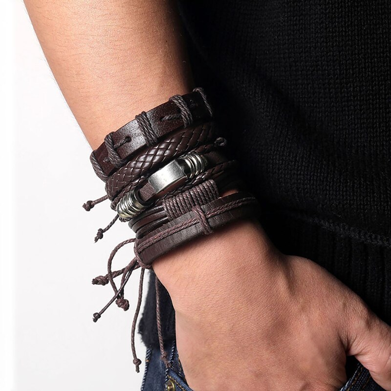 Daxi herr armband för herr berlocker armband pärlband armband tillbehör flätat läder armband herr smycken: Ifs 00324