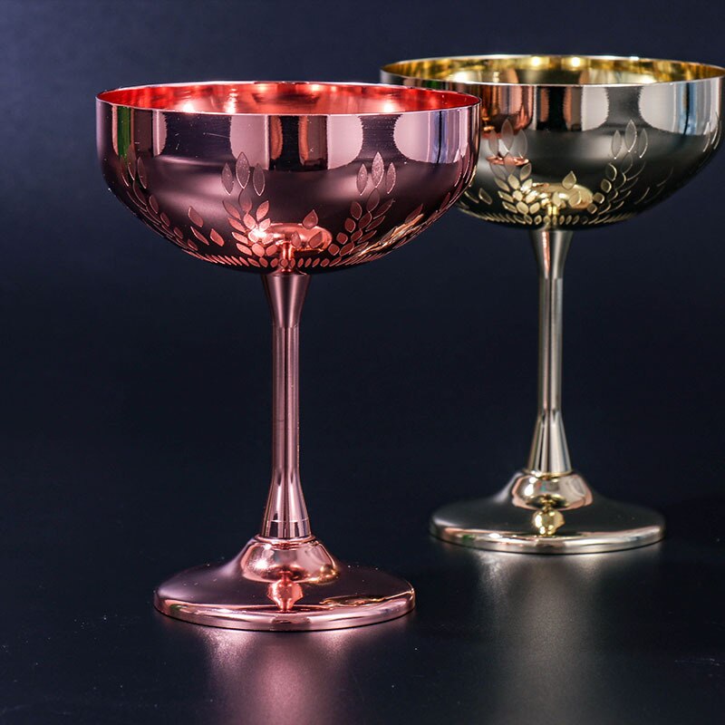 304 rustfrit stål 270ml martini cocktailglas bæger personlighed metal glas hvede øre glas champagneglas