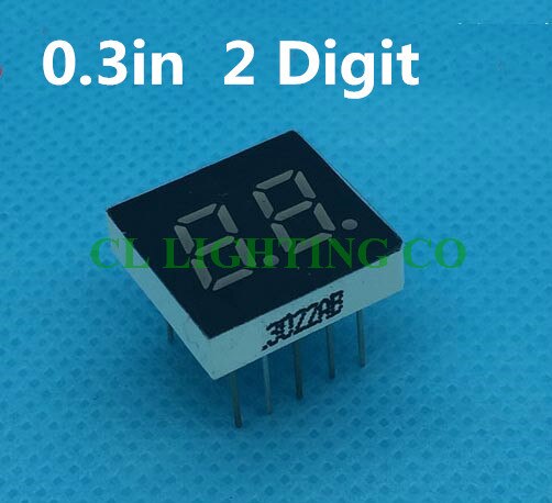 0.3 tommers tosegment digitalt rør blått 0.3 " 0.3i digitalt rør 10 pin felles anodekatode 2 bit 7 segmentet siffer ledet vise