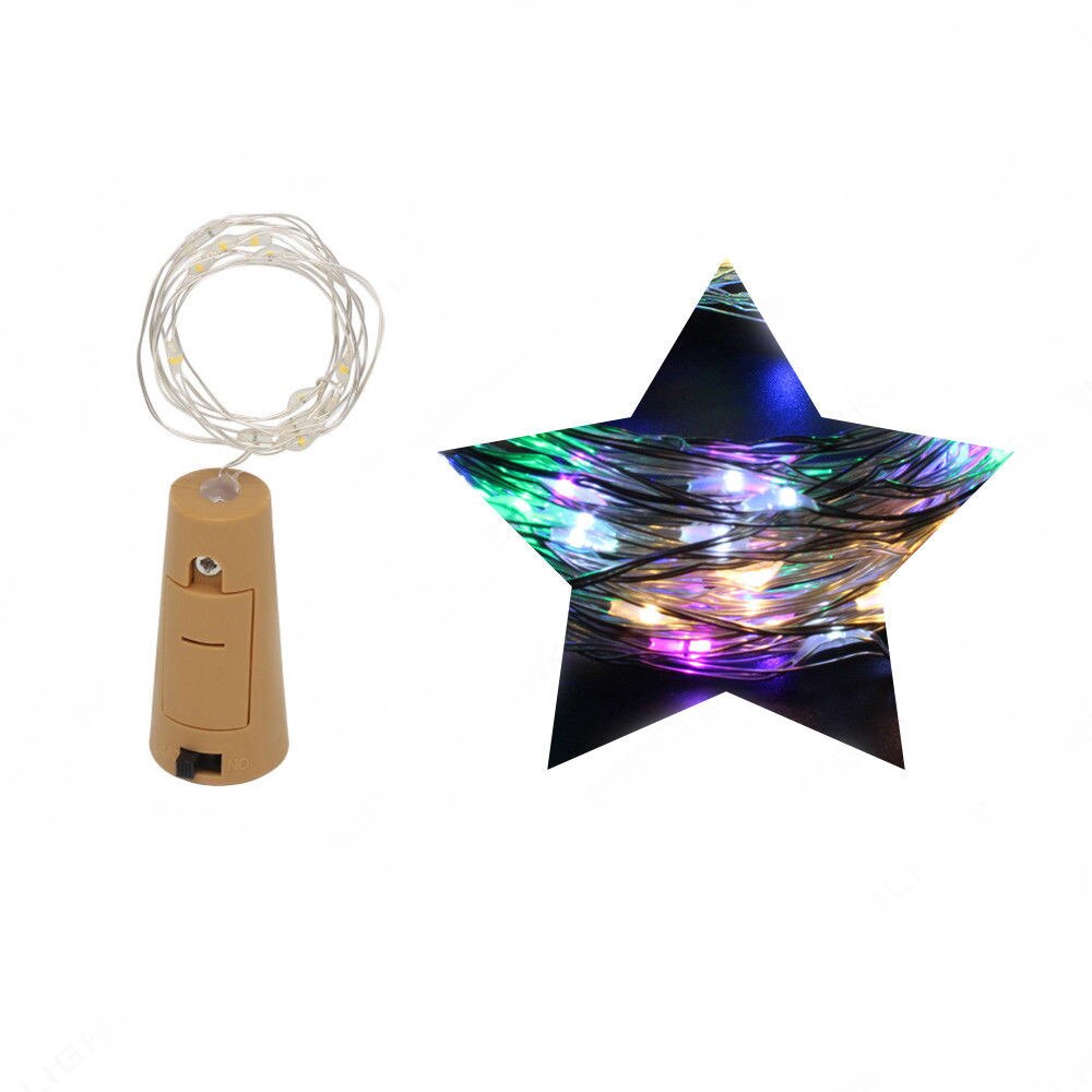 1PCS 2M LED Cork Shaped 20 LED Night Fairy String Light Kork Solarbetrieben Licht Wine Bottle Lamp Party Celebration: Multicolor
