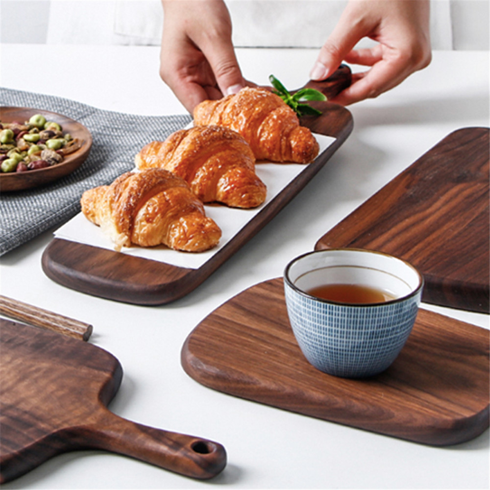 Kitchen Chopping Board With Handle Wood Food Plate Pizza Bread Fruit Hangable Cutting Board Durable Non-Slip Home Accessories 1P