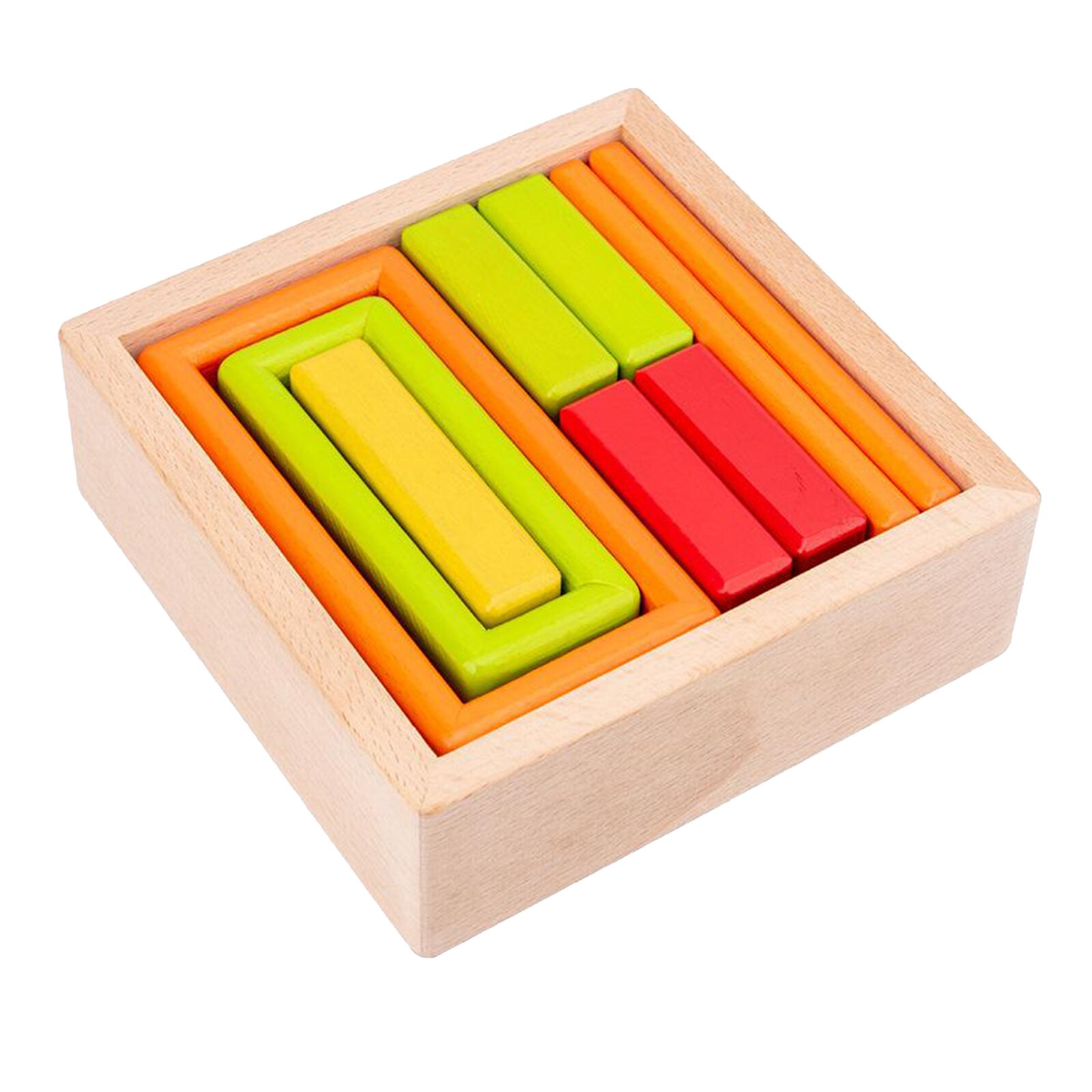 Holz Blöcke Bau Gebäude Spielzeug Eingestellt Stapeln Ziegel Bord Spiele 9 Stück, lagerung Kasten 14,3x14,3x4,5 cm