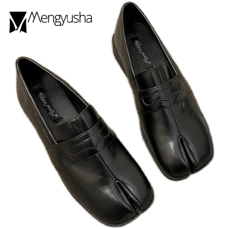 Dames flats met gespleten neus, dikke hakken, derbyschoenen, dames oxfords, zachte onderkant, tabi ninia schoenen voor dames, ondiepe instappers