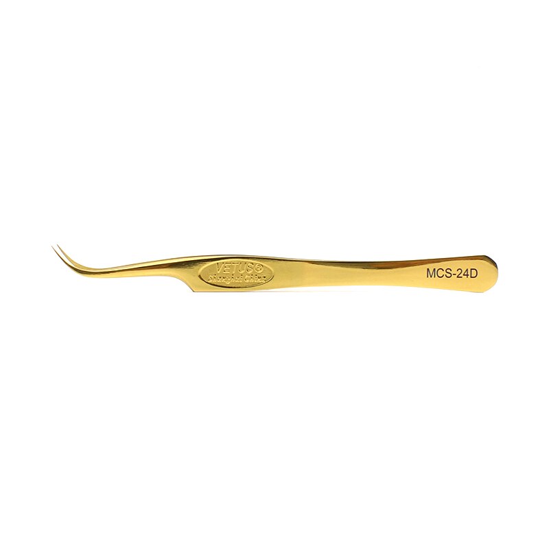 VETUS Tweezers Golden Steel Stamp Brand Styles MCS D Series Premium Pincers for Eyelash Extension: 24D-Gold