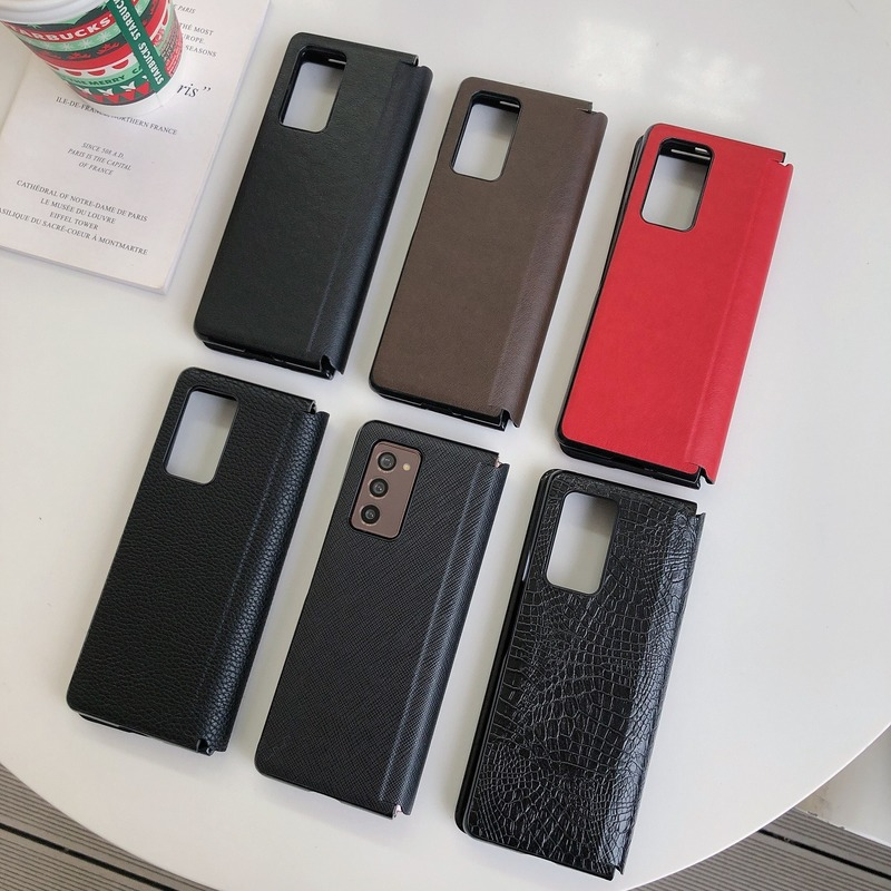 Luxuriöse handyhülle für samsung Galaxis z falten 2 w21 : ultradünne leder-klapphülle mit rundumschutz 2