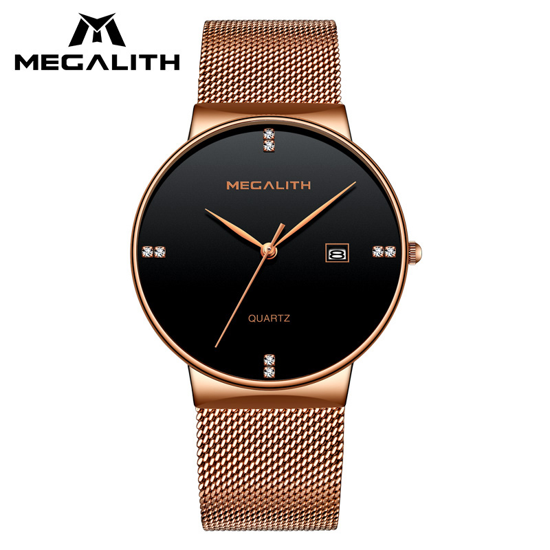 MEGALITH relojes para hombre, reloj de pulsera resistente al agua de lujo, reloj de cuarzo ultrafino para hombre, reloj deportivo Erkek Kol Saati