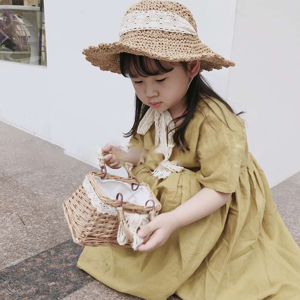 Mini Handbag Cute Woven Basket Purse For Little Girls Toddlers Outdoor Little Wallet