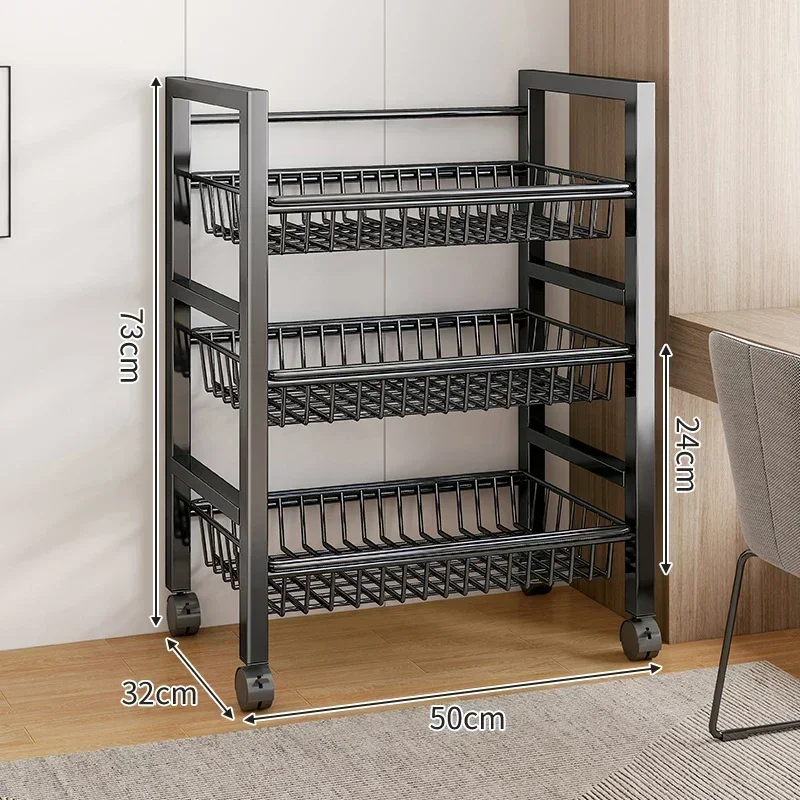 Carro de cesta de verduras para cocina, estante de almacenamiento multifuncional, carrito rodante móvil para fruta, horno microondas, organizador de cocina: Gris claro