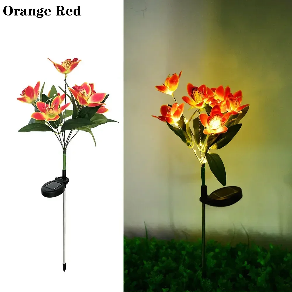 Blumenlandschaft Bodenlichter Künstliche Orchidee Outdoor Solar LED Rasenlampe Garten Sommer Zuhause Hochzeit Dekoration: Blau