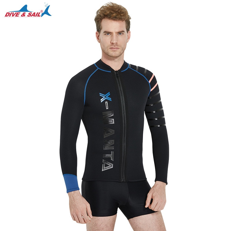 Men's 3MM Neoprene Wetsuit Skins Long Sleeve Jacket with Front Zipper Pants Shorts Rash Guard Spear fishing Diving Suit Wet Suit