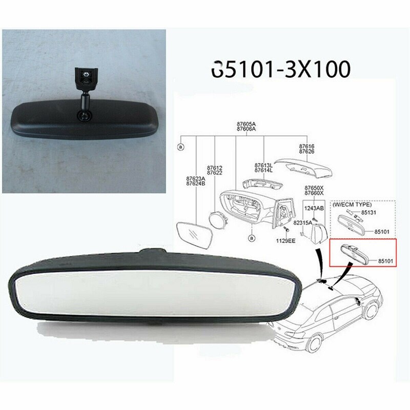 espejo retrovisor para coche con Dim automático para Hyundai para Kia 851013X10, espejo retrovisor Interior trasero, accesorios para coche