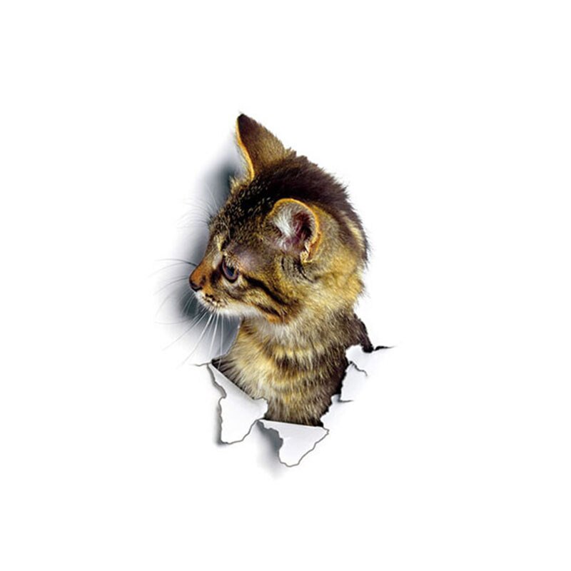 3D Cats Wall Sticker Toilet Stickers Hole View Vivid CatBathroom For Home Decoration Animals Vinyl Decals Art Sticker Poster: B