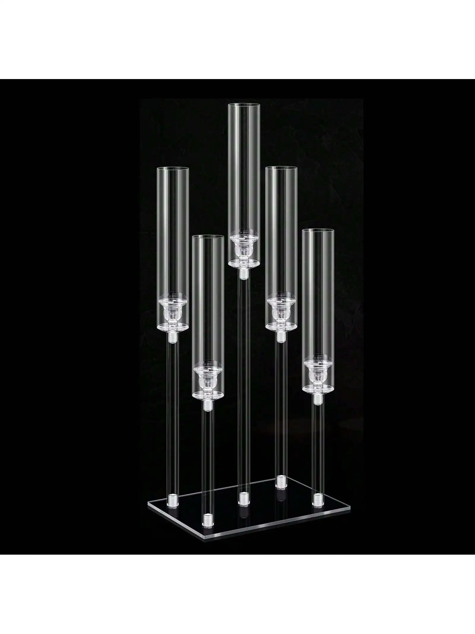 Acrylic Candelabra Centerpieces 5 Arm Clear Candelabra Candle Holder Crystal Taper Candlestick