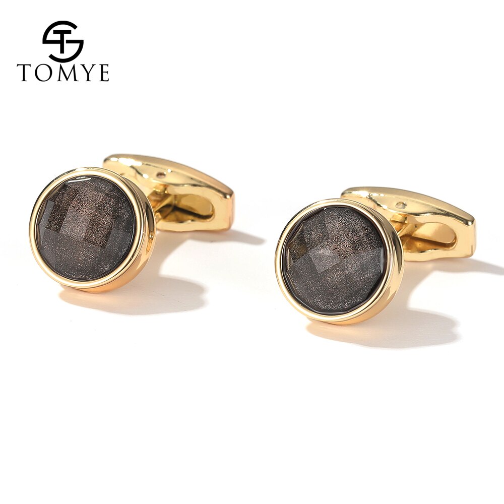 Cufflinks Wedding TOMYE XK20S050 Luxury Round Gold Shirt Cuff Links for Men