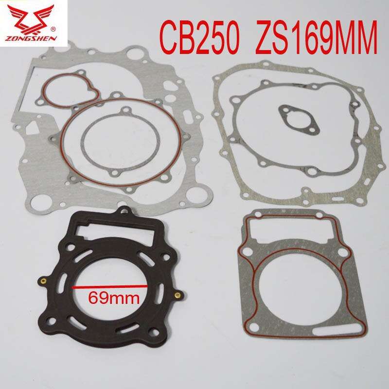 LC170MM ZS169MM zongshen 250cc CB250 air cooled full set engine gasket loncin cylinder head gasket dirt bike atv quad lx166fmm