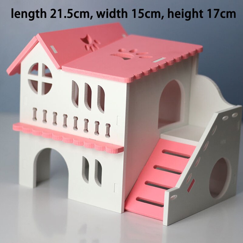 Niche de Hamster de luxe, maison de couchage, écureuil hérisson Chinchilla cochon d&#39;inde maison de jeu bricolage petits animaux Cage produits: pink-1