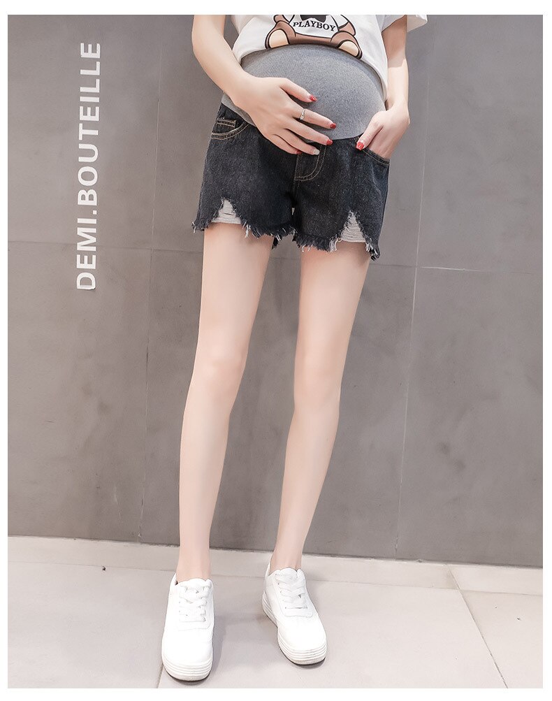 Mutterschaft Kleidung Sommer Schwangerschaft kurze Hose Hosen Pflege Stütze Bauch Denim Hosen Jeans kurze Hose Grossesse Gravida Schwangere Frauen