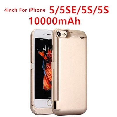 10000 mAh ładowarka Case dla iPhone 7 6 6s 8 Plus telefon ładowania baterii skrzynki pokrywa dla iPhone 5 SE 5S 5C Power Bank Case: 5 SE 5C 5S Glod