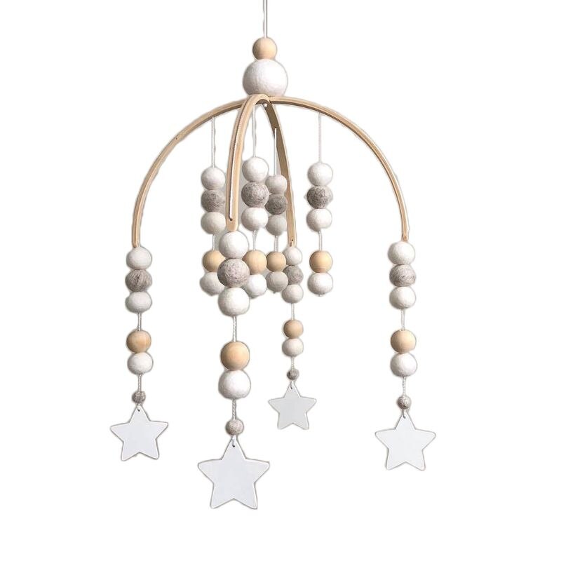Baby Wool Balls Wooden Beads Mobile Rattles Bed Bell Wind Chimes Toy Decorations: 1