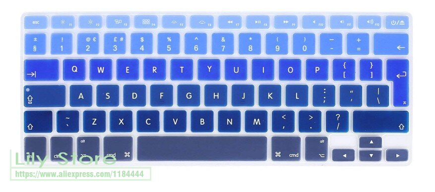 Voor Apple Macbook Air Pro Retina 13 "15" 17 "Europese Toetsenbord Eu/Uk engels Siliconen Keyboard Skin Cover Shield: EU fade blue