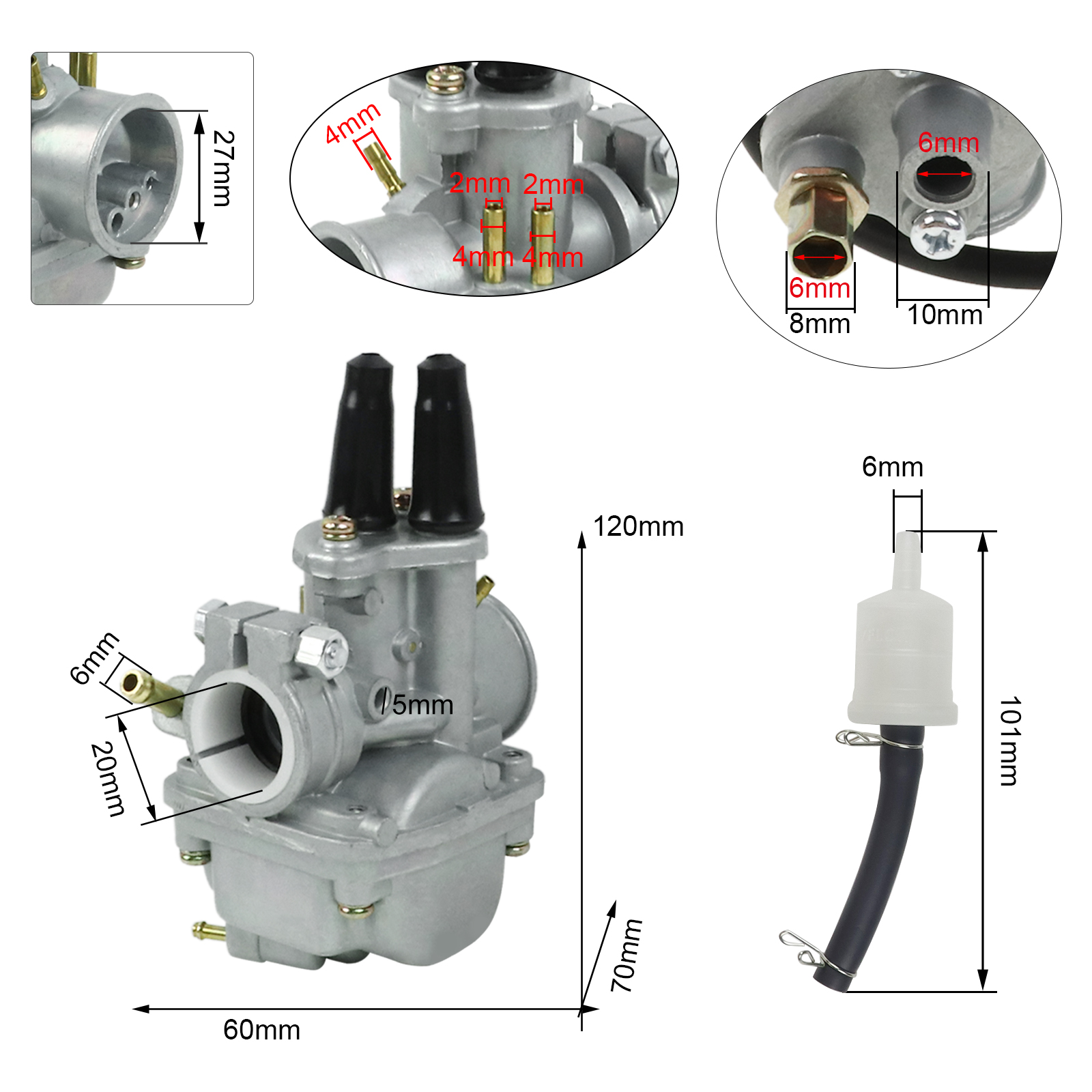 thumbnail image 2 of BLYGO 20mm Carburetor With Black Air Box For Yamaha PW80 / PY80 Peewee 80 Dirt Bike 2 of 4